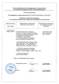 2019.04.04 Верхняя Пышма - Приложение к сертификату устройства поворотные, откидные, поворотно-откидные, взломоустойчивые. ГОСТ 30777-2012