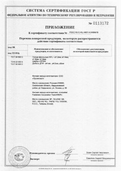 2019.11.16 Верхняя Пышма - Приложение к сертификату Изделия крепежные из металла, торговая марка Tech-KREP. Серийный выпуск